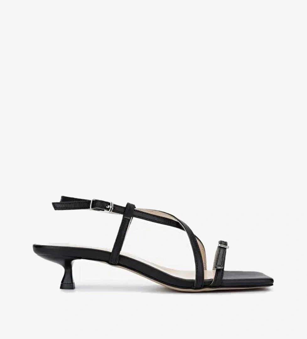 Valmenti Kadın Siyah Deri Topuklu Ayakkabı - Görsel 1