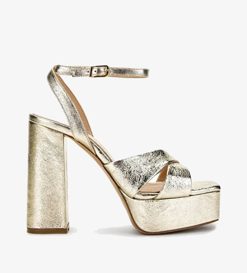 Valmenti Kadın Hakiki Deri Dore Topuklu Ayakkabı - Görsel 1