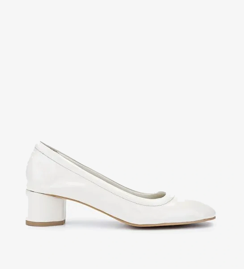 Valmenti Kadın Hakiki Deri Bej Rugan Topuklu Ayakkabı - Görsel 1