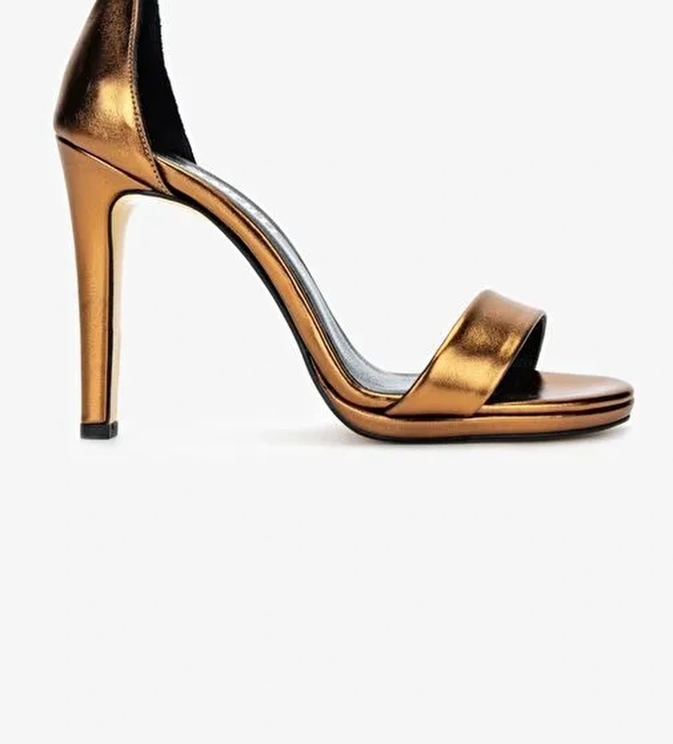 Valmenti Kadın Suni Deri Turuncu Topuklu Ayakkabı - Görsel 1