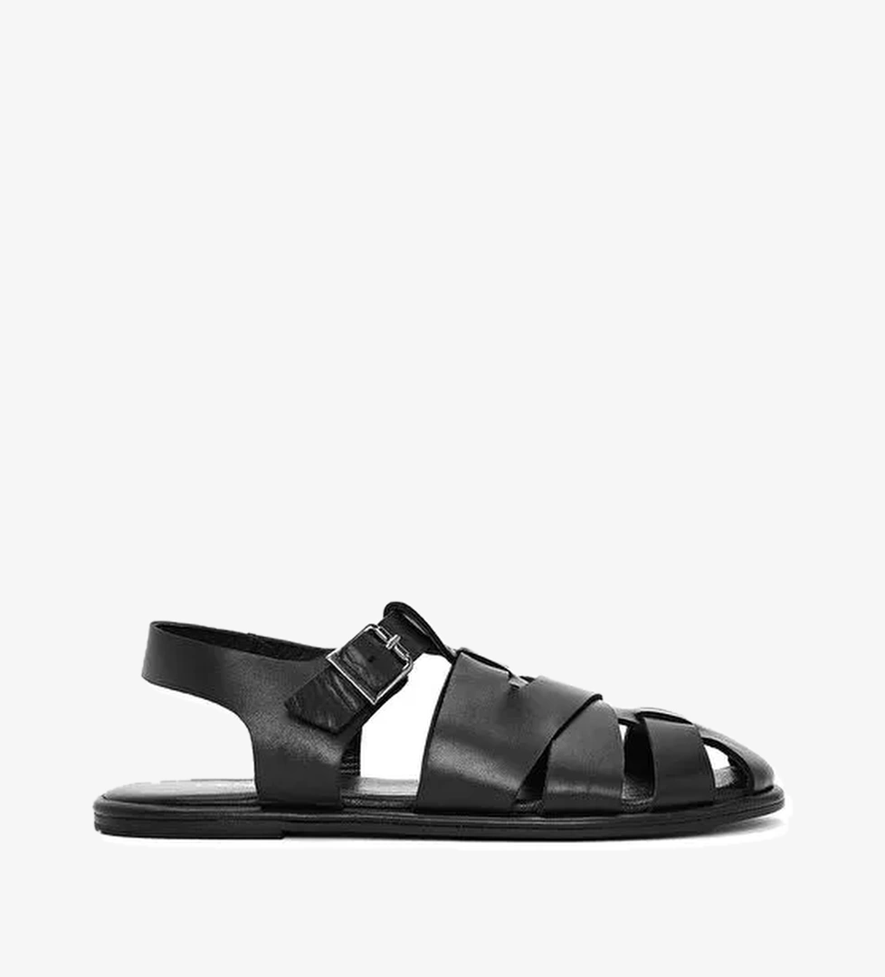 Derimod Derimod Kadın Siyah Tokalı Deri Sandalet 25SFD152718 Sandalet & Terlik | Boyner Siyah - 1. görsel