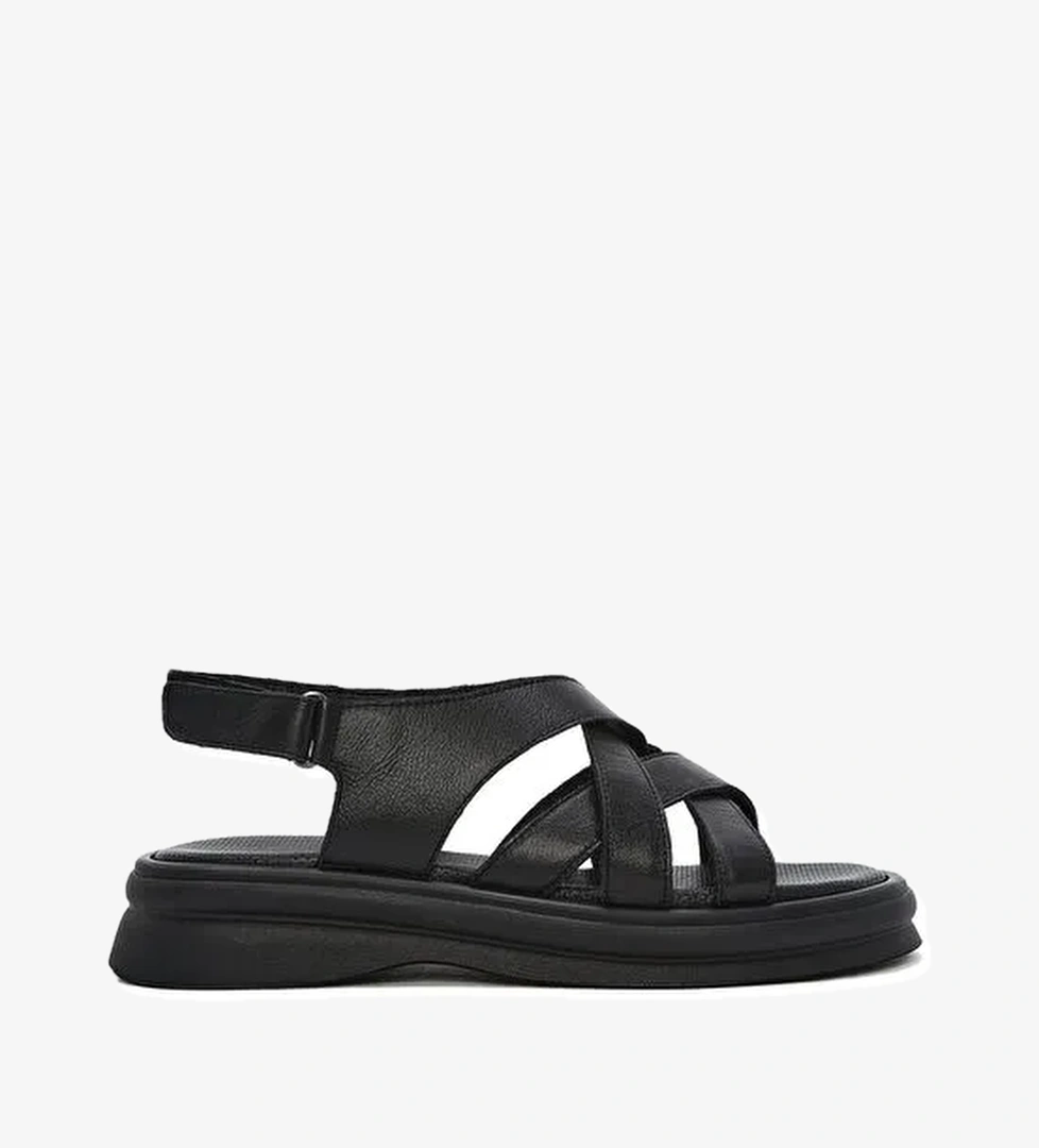Derimod Derimod Kadın Siyah Arkası Bantlı Deri Sandalet 25SFD351218 Sandalet & Terlik | Boyner Siyah - 1. görsel