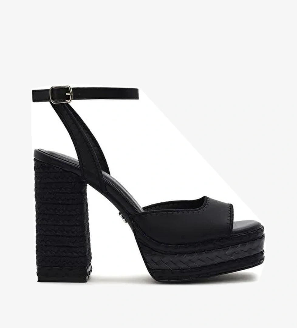 Derimod Derimod Kadın Siyah Bilekten Tokalı Platform Yüksek Kalın Topuklu Sandalet 25SFD443118 Sandalet & Terlik | Boyner Siyah - 1. görsel