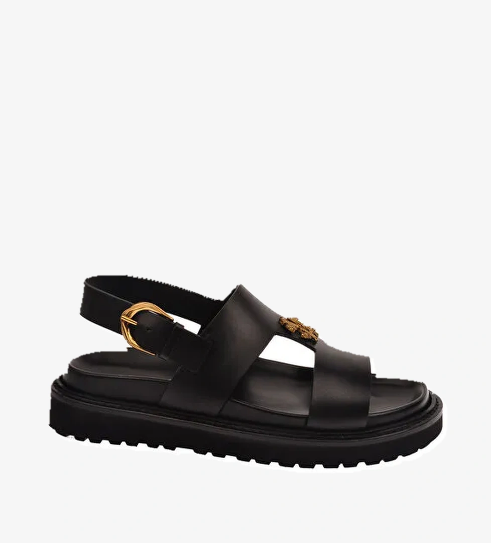 Roberto Cavalli Siyah Erkek Deri Sandalet 27735 - Görsel 1