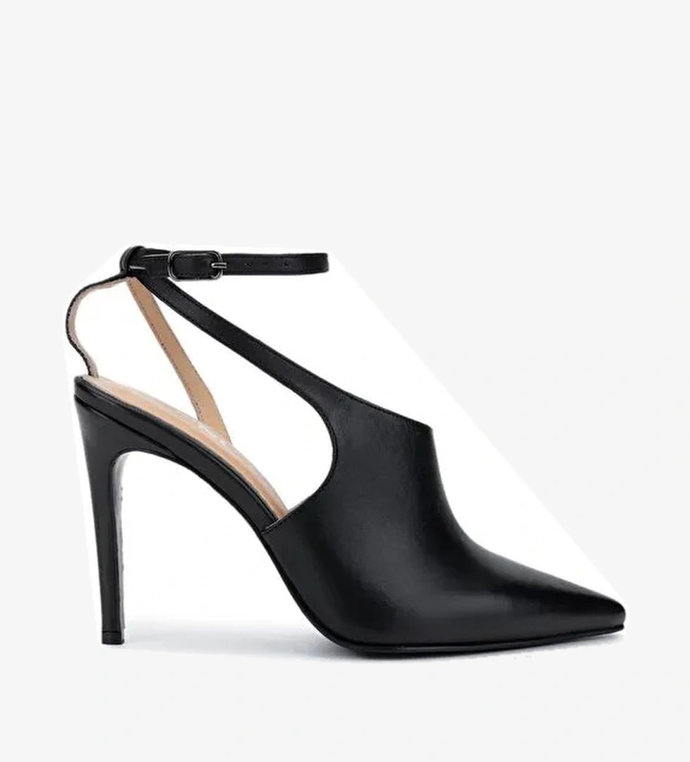 Tamer Tanca Kadın Hakiki Deri Siyah Topuklu Ayakkabı - Görsel 1