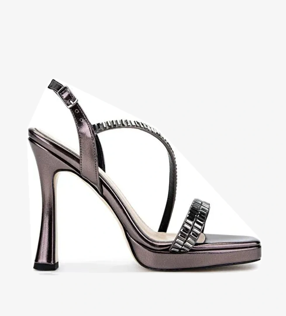 Tamer Tanca Kadın Suni Deri Gri Topuklu Ayakkabı - Görsel 1