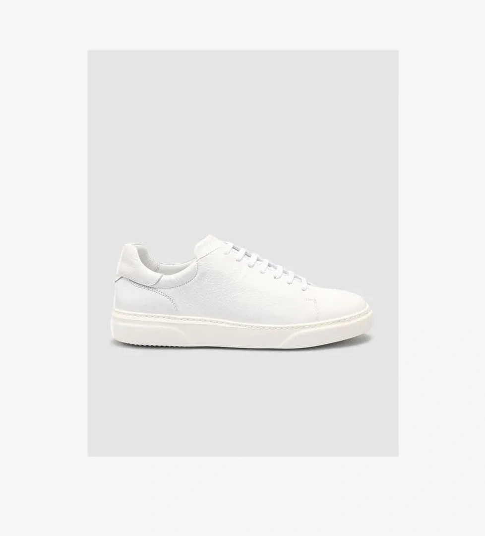 %100 Hakiki Deri Beyaz Erkek Sneaker - Görsel 1