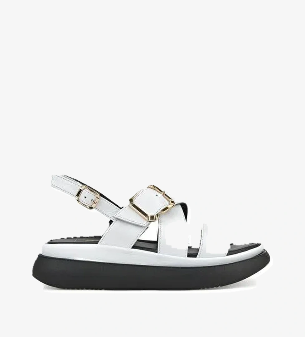 Ziya, Kadın Hakiki Deri Topuklu Sandalet 151992Z302 Beyaz - Görsel 1