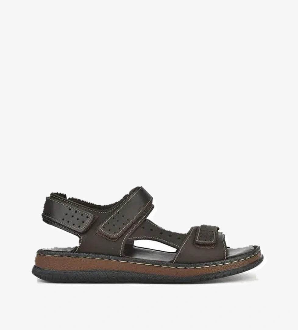 Ziya, Erkek Hakiki Deri Sandalet 1511045ZS6 Kahve - Görsel 1