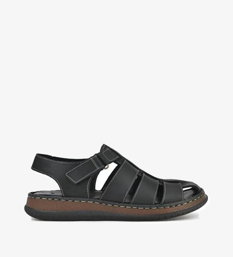 Ziya, Erkek Hakiki Deri Sandalet 1511045ZS32 Siyah - Görsel 1