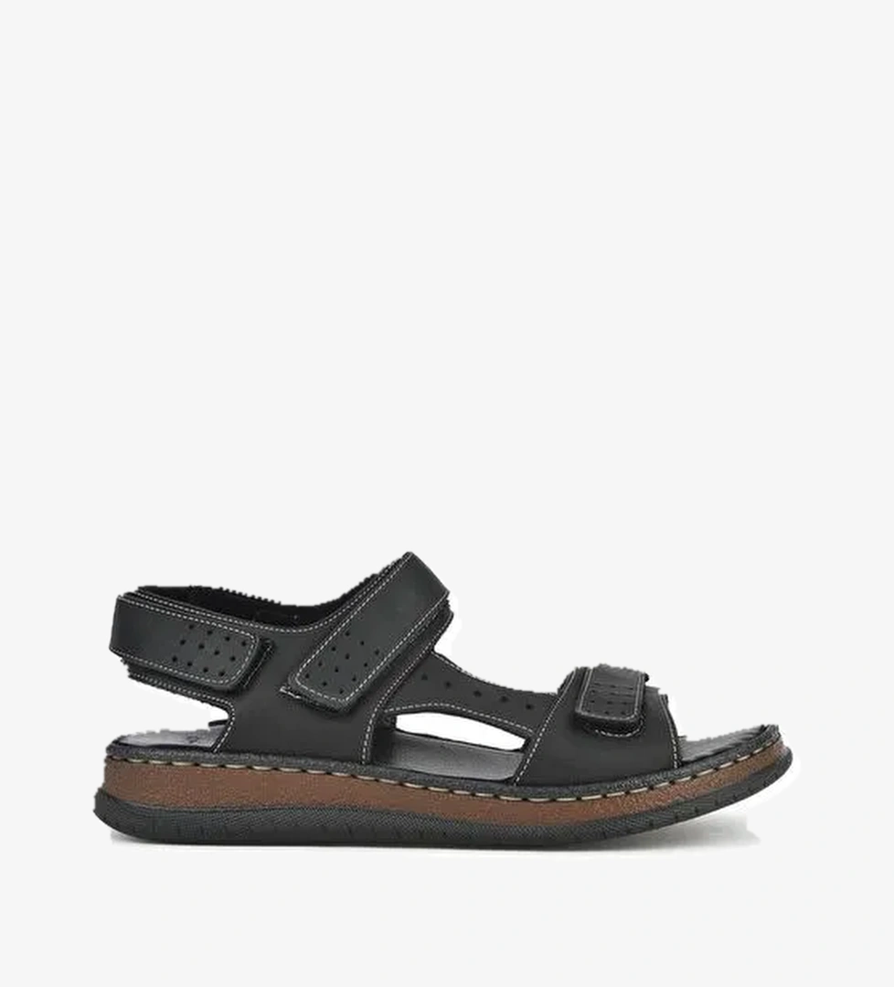 Ziya, Erkek Hakiki Deri Sandalet 1511045ZS6 Siyah - Görsel 1