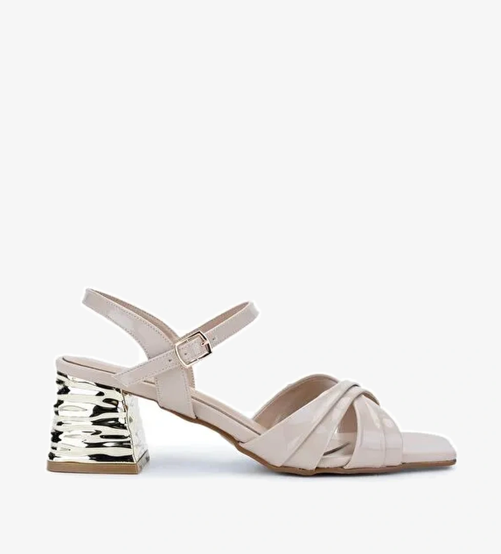 Tamer Tanca Kadın Suni Deri Bej Topuklu Ayakkabı - Görsel 1