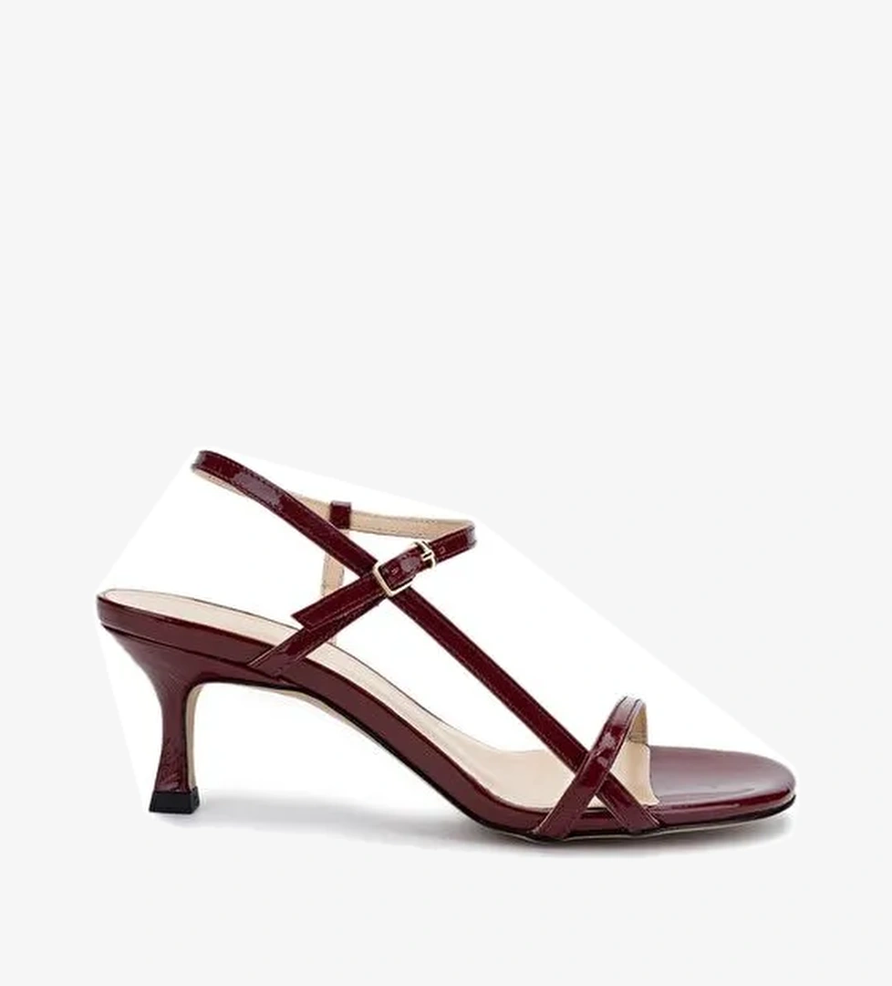 Tamer Tanca Kadın Hakiki Deri Bordo Rugan Topuklu Ayakkabı - Görsel 1