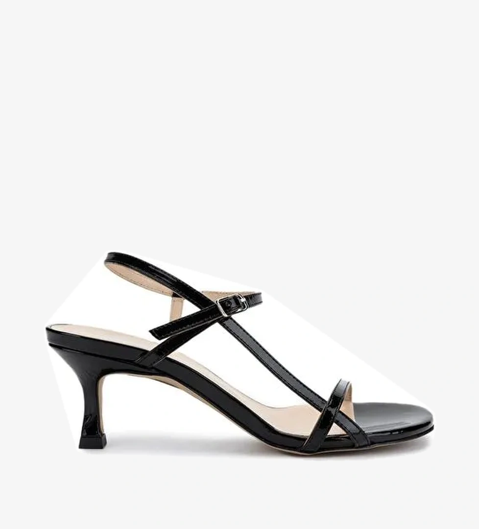 Tamer Tanca Kadın Hakiki Deri Siyah Rugan Topuklu Ayakkabı - Görsel 1