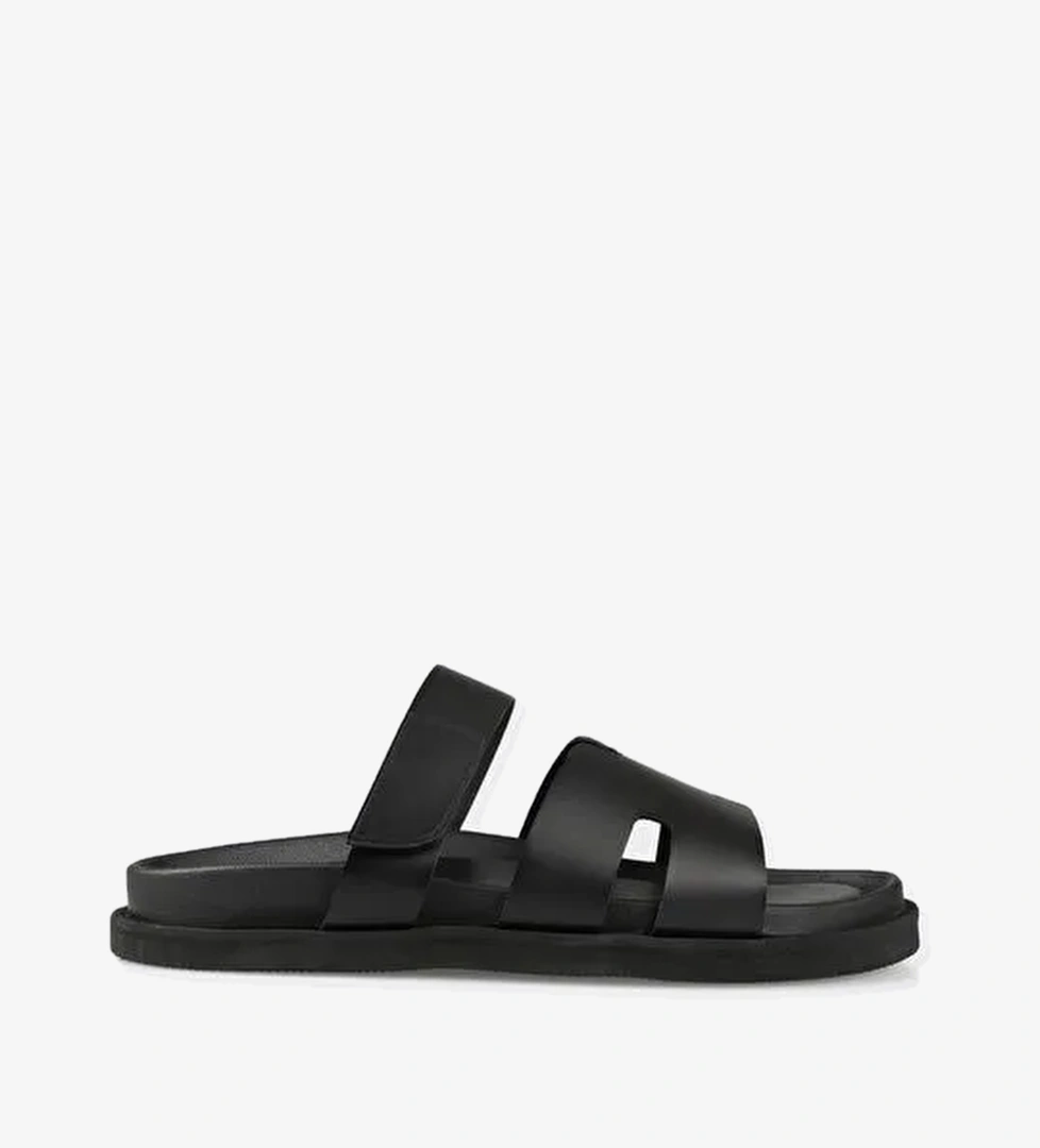 Siyah Deri Erkek Günlük Terlik - Görsel 1