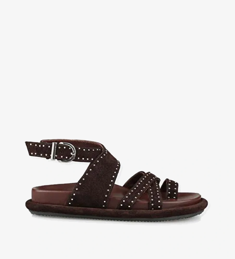 Kahve Deri Kadın Parmak Arası Sandalet - Görsel 1