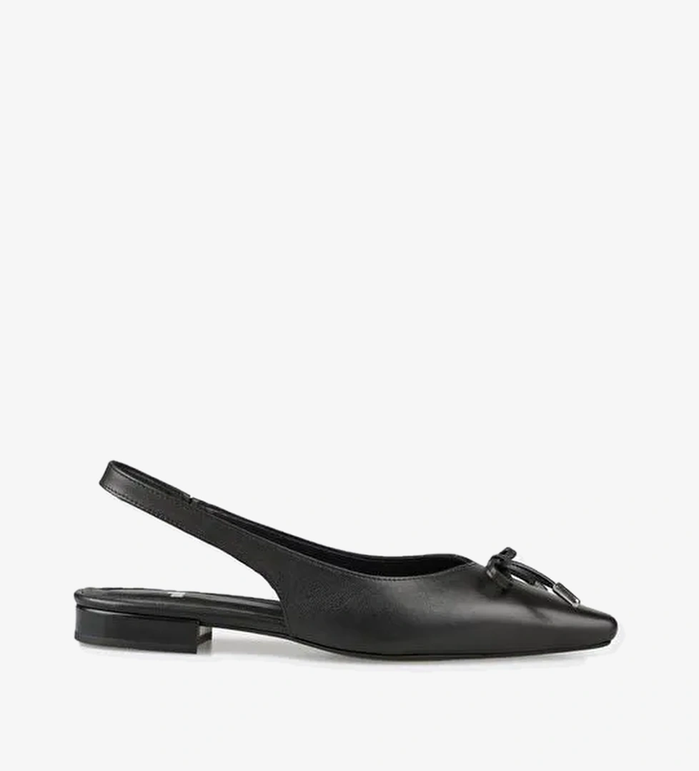 Siyah Deri Kadın Günlük Ayakkabı - Görsel 1