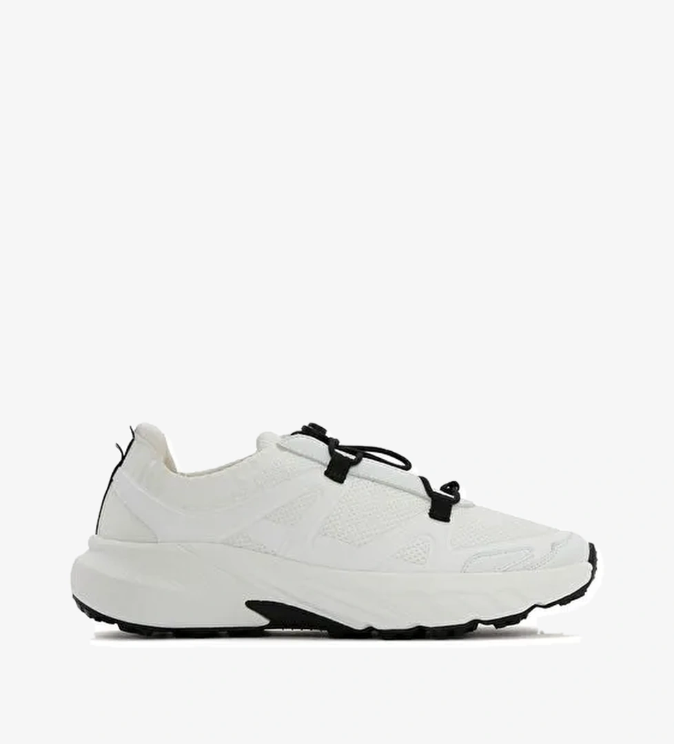 ACBC x DERİMOD Kadın Beyaz Bağcıklı Kalın Tabanlı Kumaş Sneaker 25SFD43556F - Görsel 1