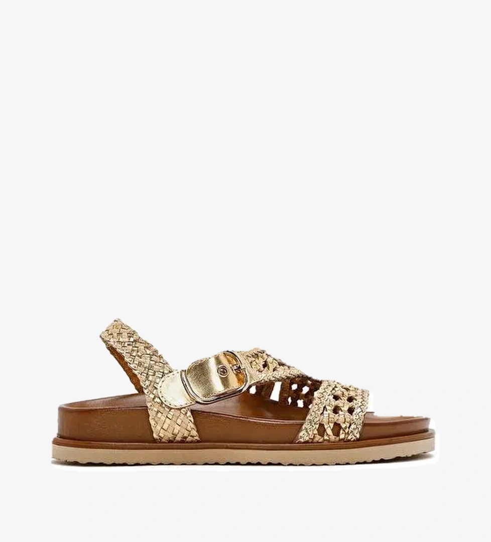 Derimod Derimod Kadın Altın Bantlı Hasır Deri Sandalet 25SFD5507M7 Sandalet & Terlik | Boyner Altın - 1. görsel