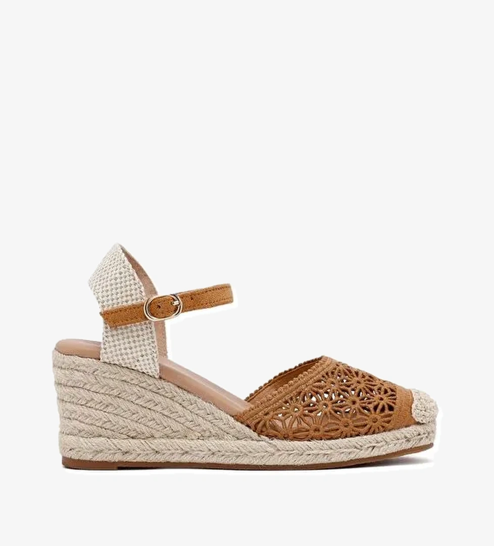 Kadın Taba Bilekten Tokalı Dolgu Topuklu Espadril 25SFE40186F - Görsel 1