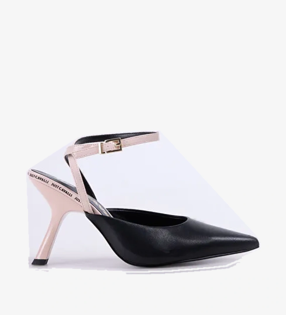 Just Cavalli Siyah Kadın Deri Topuklu Ayakkabı 78RA3S09 - Görsel 1