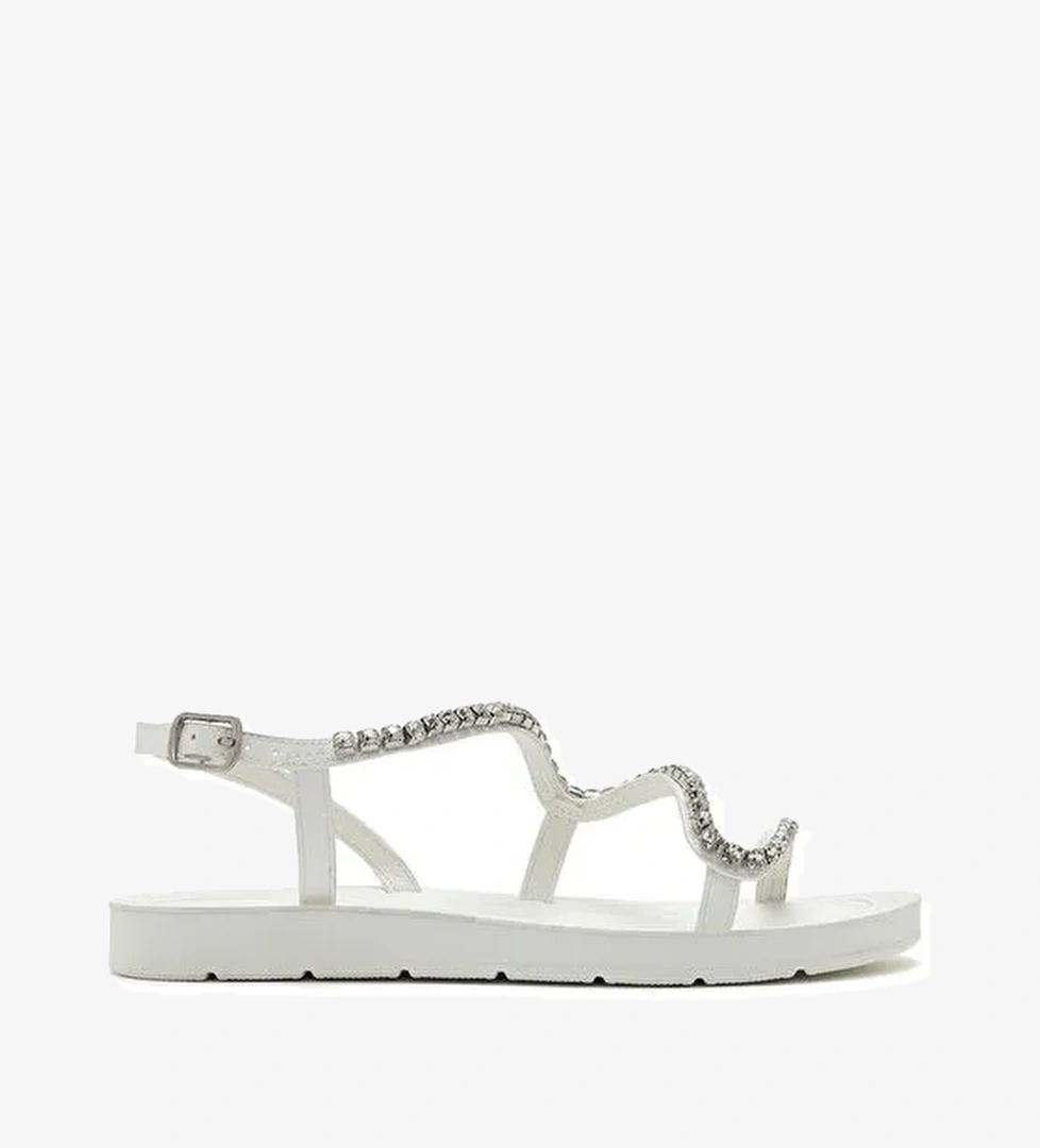 Kadın Beyaz Taşlı Sandalet 25SFE464114 - Görsel 1