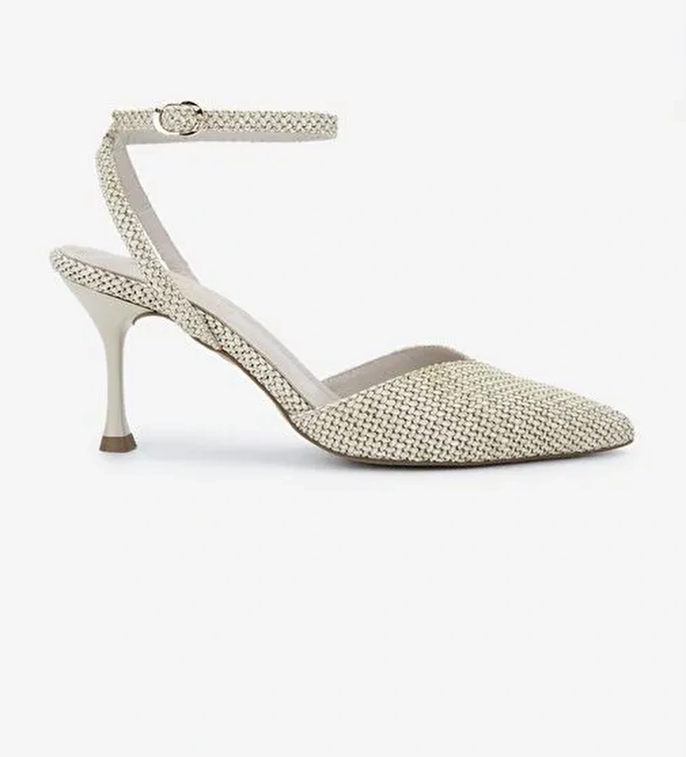 Valmenti Kadın Suni Deri Bej Topuklu Ayakkabı - Görsel 1