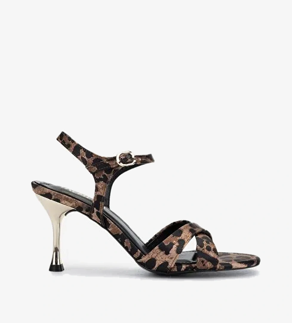 Valmenti Kadın Suni Deri Leopar Topuklu Ayakkabı - Görsel 1