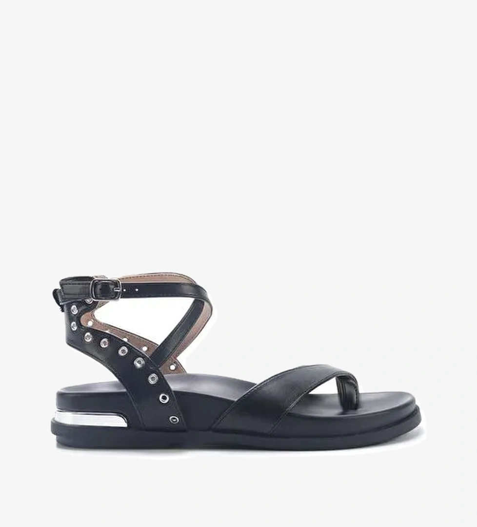 HERLAN 5FX Siyah Kadın Düz Sandalet - Görsel 1