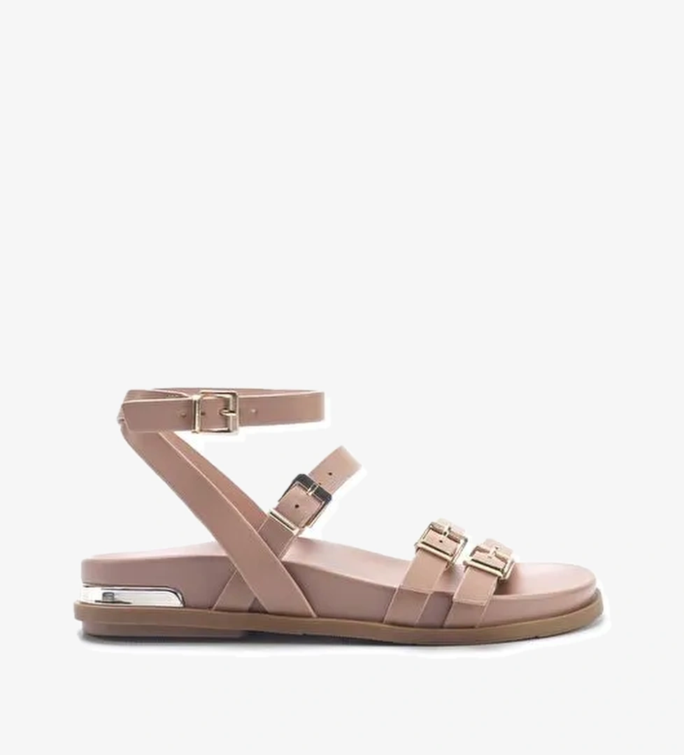 HERANES 5FX Krem Kadın Düz Sandalet - Görsel 1