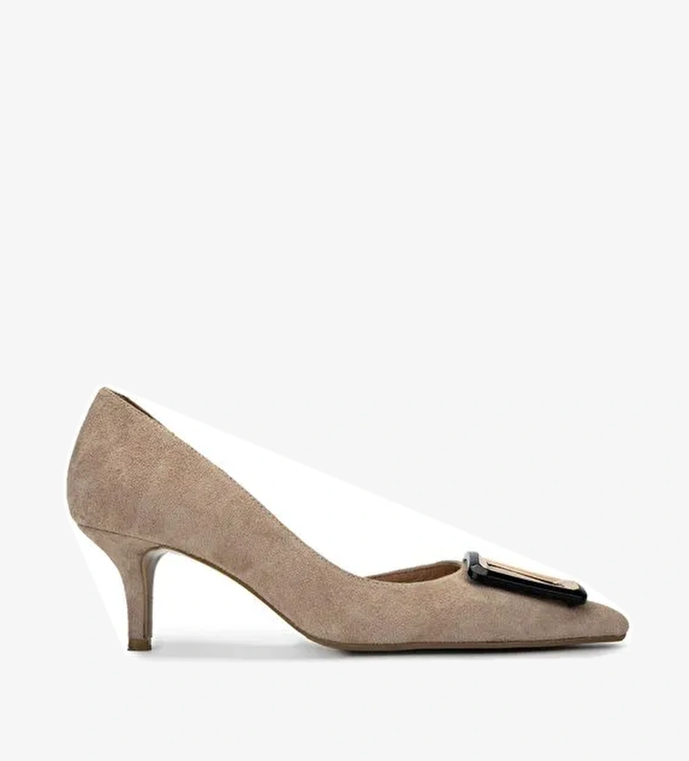 Tamer Tanca Kadın Hakiki Deri Taş Süet Topuklu Ayakkabı - Görsel 1