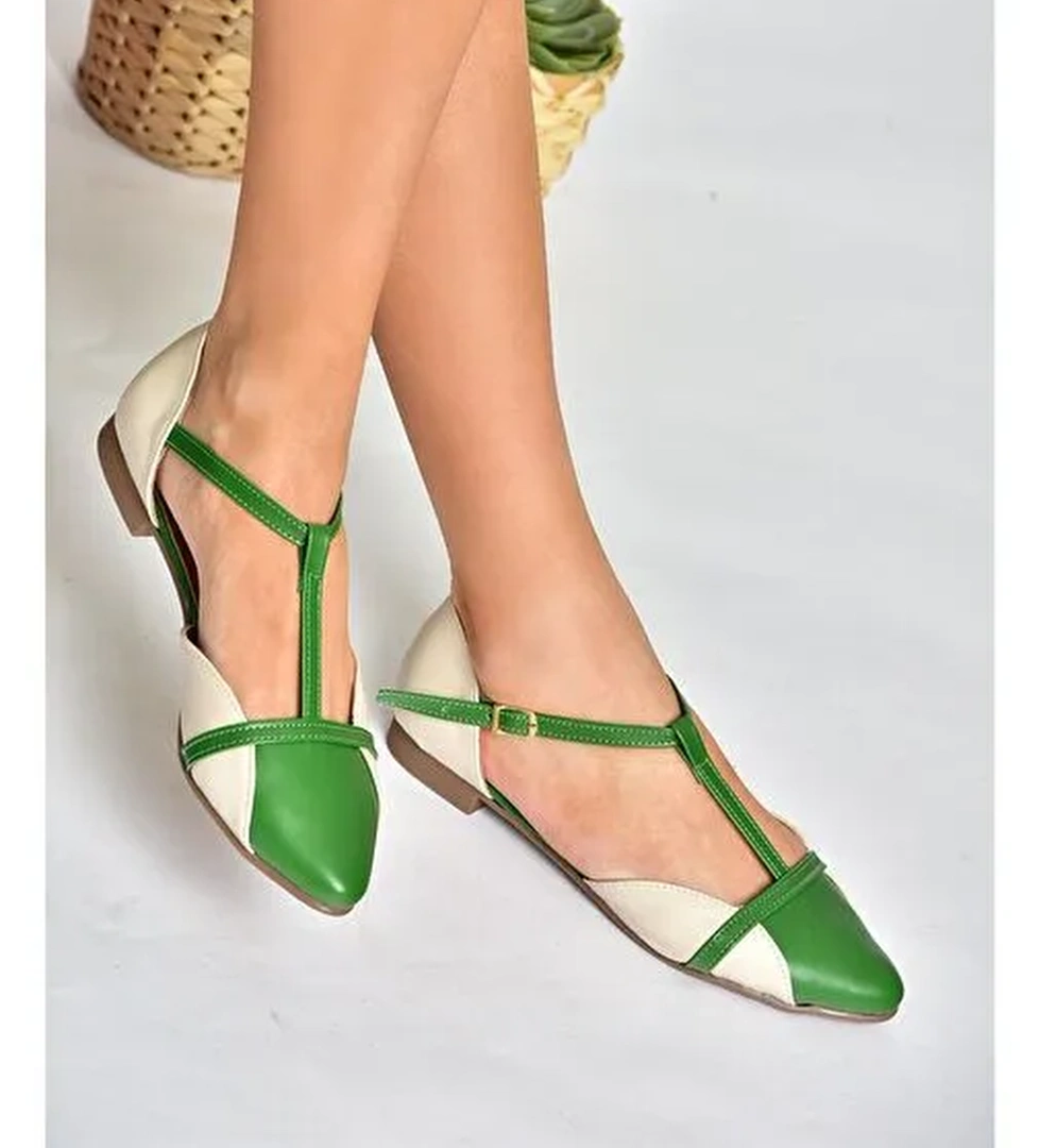 B726881809 Yeşil/Ten Günlük Kadın Babet - Görsel 1