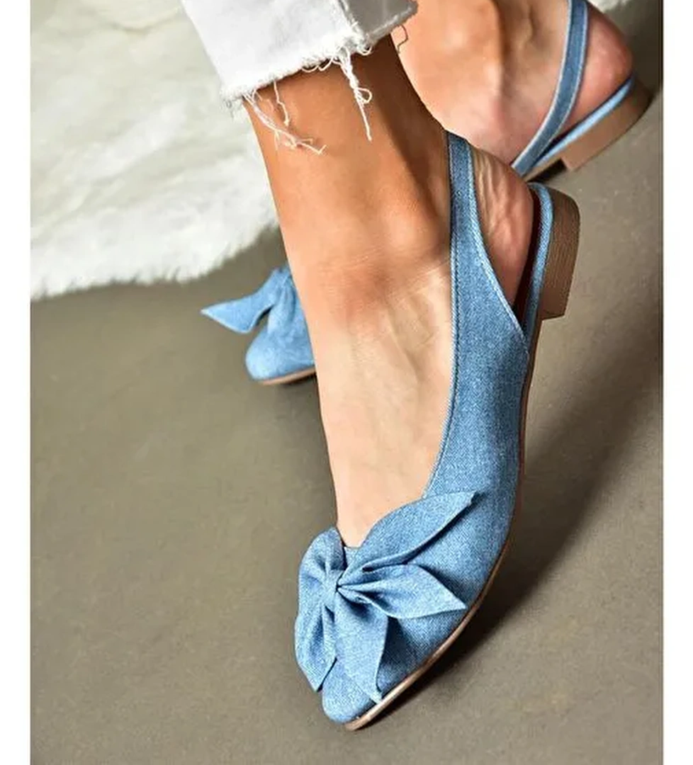 H726809004 Mavi Kot Kumaş Kadın Babet - Görsel 1