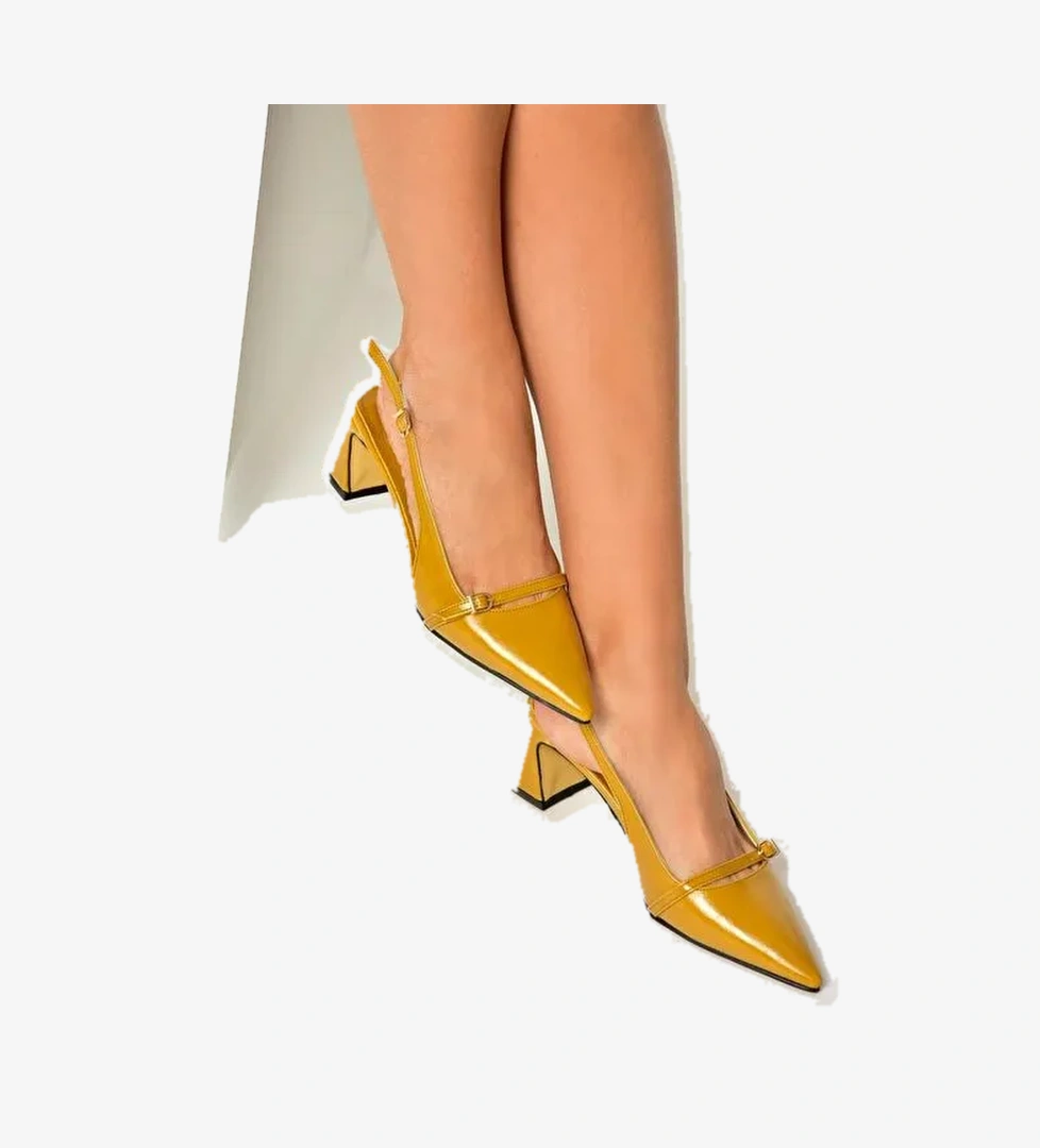 U654078709 Hardal Kalın Topuklu Kadın Ayakkabı - Görsel 1