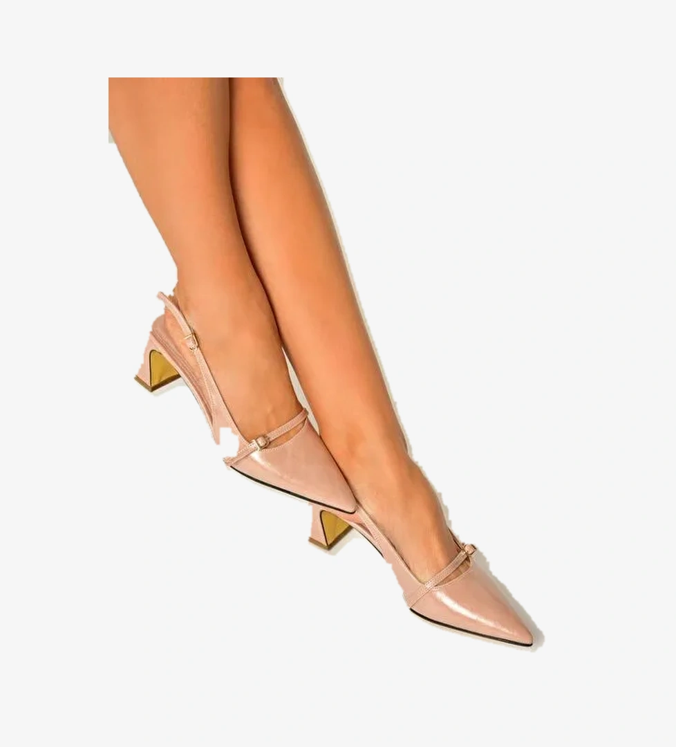 U654078709 Pudra Kalın Topuklu Kadın Ayakkabı - Görsel 1