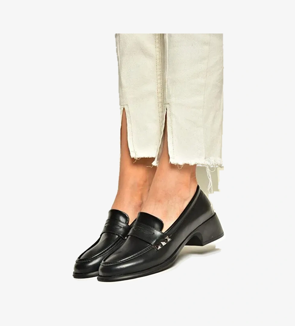 T820100309 Siyah Günlük Loofer Kadın Ayakkabı - Görsel 1