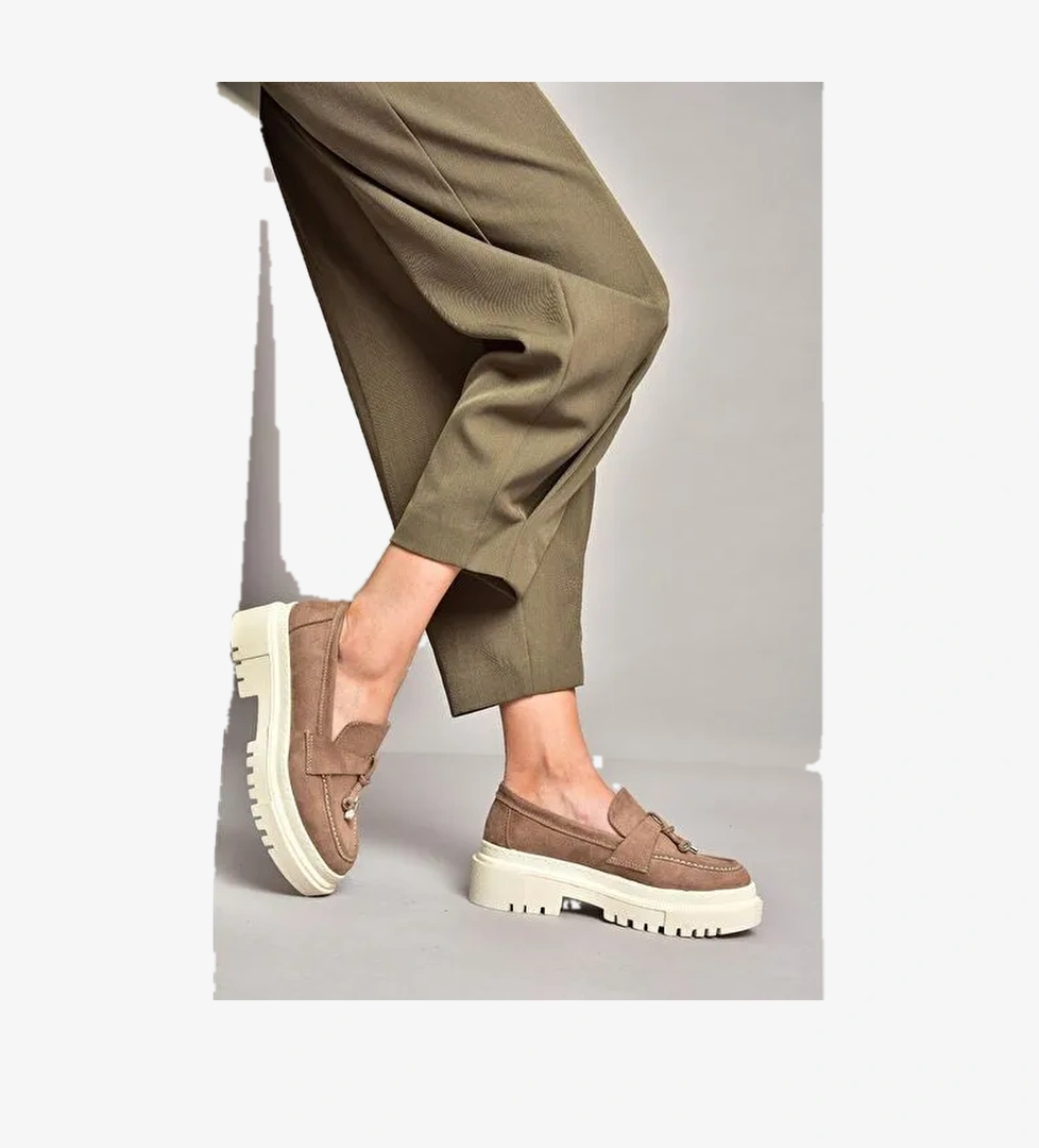 T294882202 Vizon Süet Makosen Kadın Ayakkabı - Görsel 1