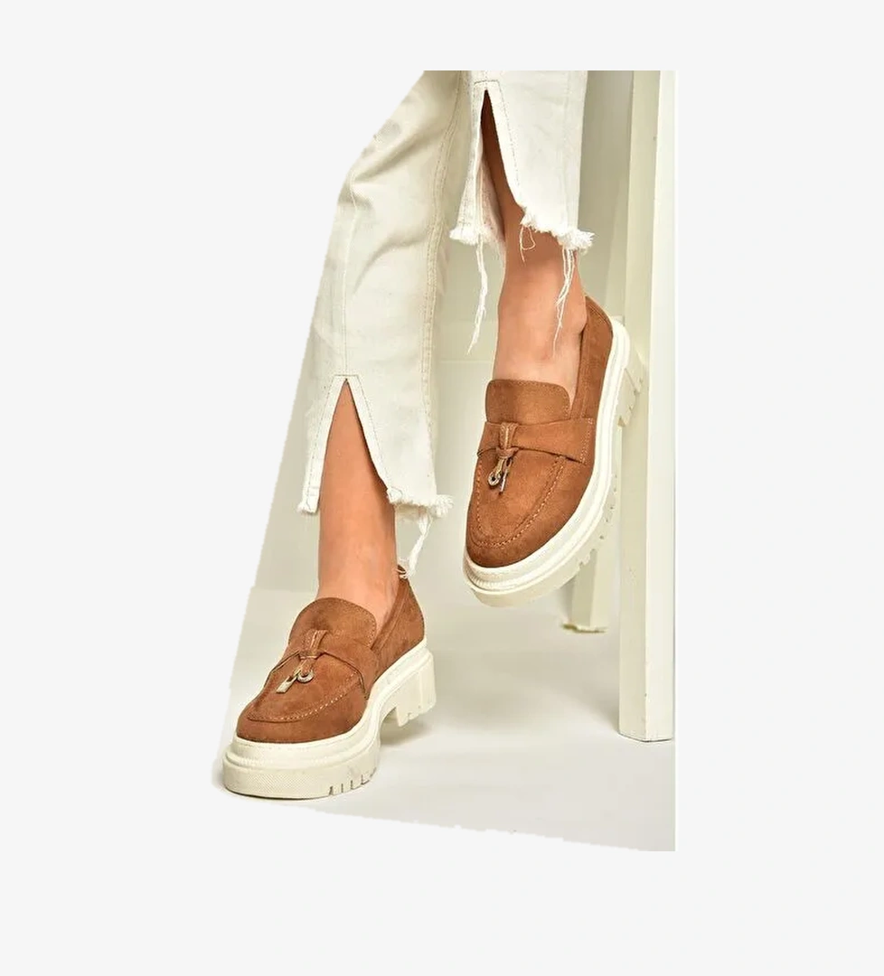 T294882202 Taba Süet Makosen Kadın Ayakkabı - Görsel 1