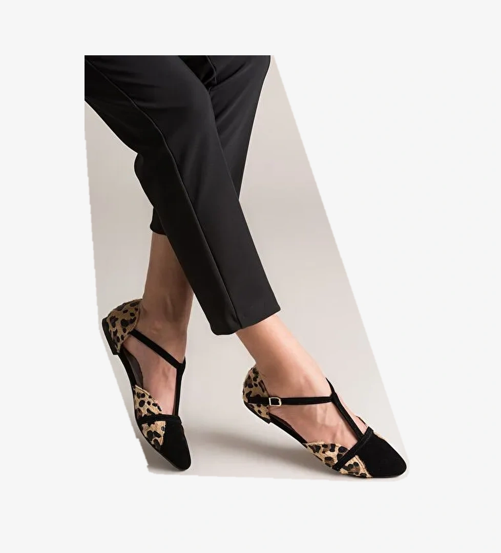 Leopar/Siyah Kadın Babet B726881802 - Görsel 1