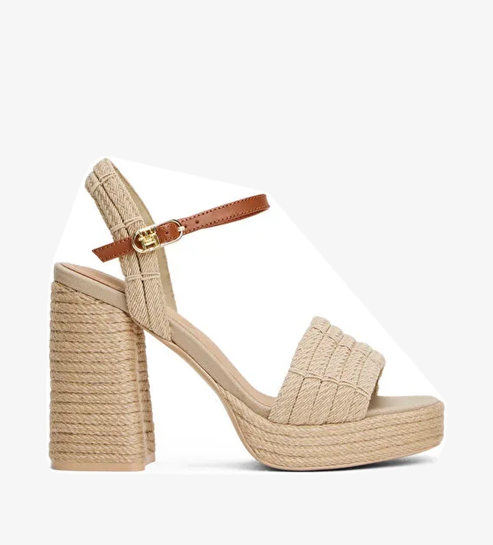 Tommy Hilfiger Bej Kadın Topuklu Sandalet FW0FW08425 - Görsel 1