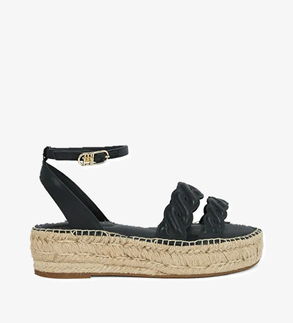 Tommy Hilfiger Siyah Kadın Deri Sandalet FW0FW08496