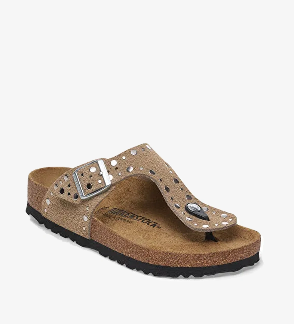 Birkenstock Kahverengi Kadın Deri Terlik GIZEH VL RIVET - Görsel 1