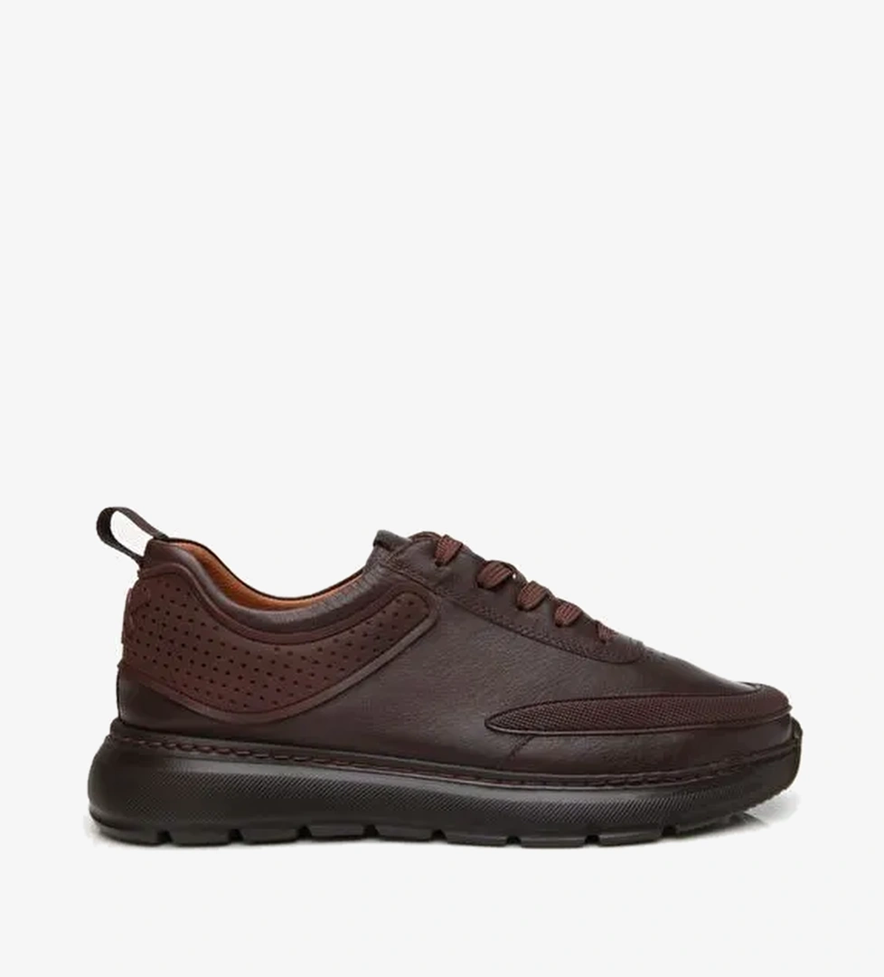 Erkek Deri Kahverengi Ultra Hafif Tabanlı Spor Ayakkabı - Görsel 1