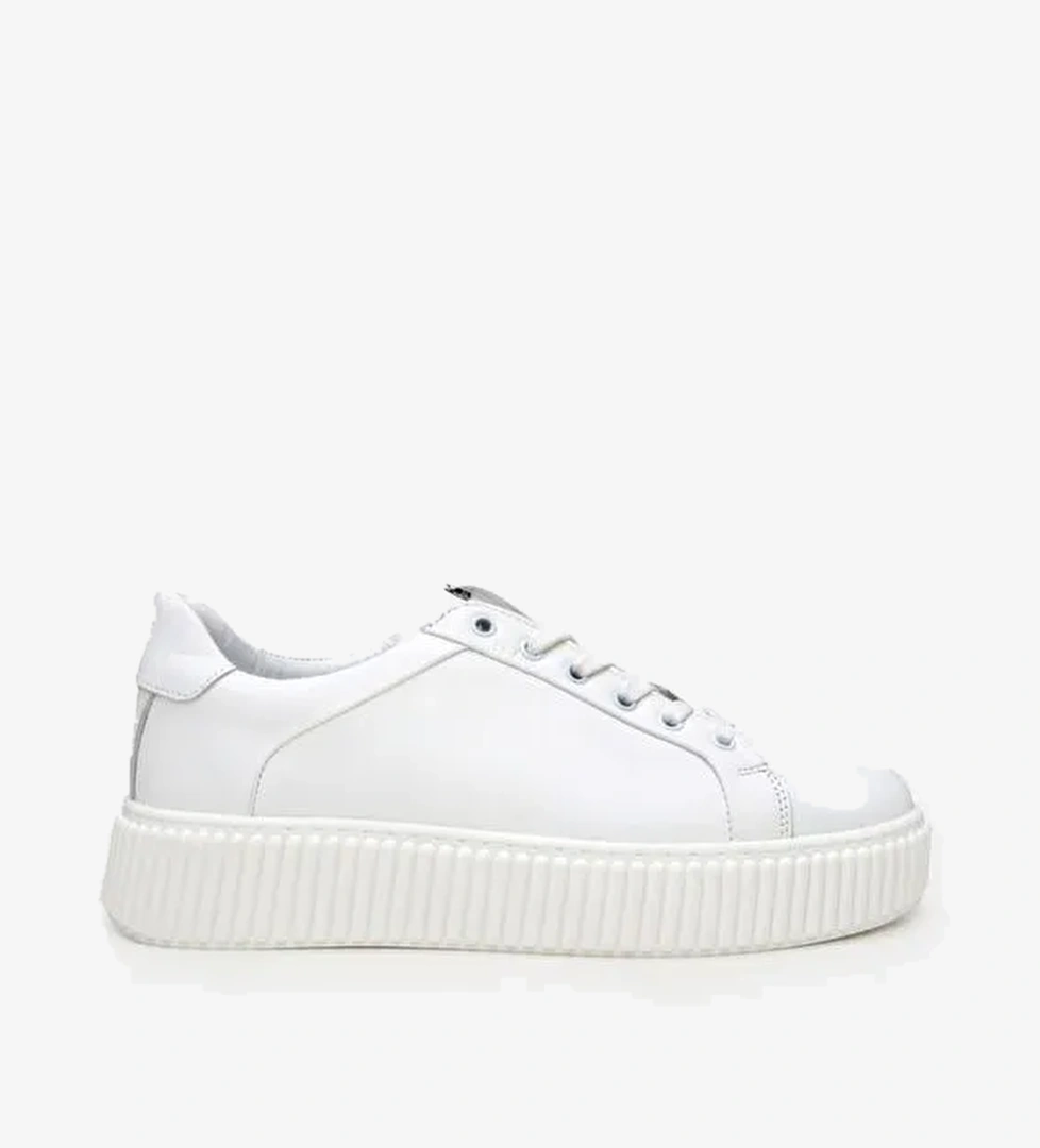 Erkek Deri Beyaz Yüksek Tabanlı Spor Ayakkabı - Görsel 1