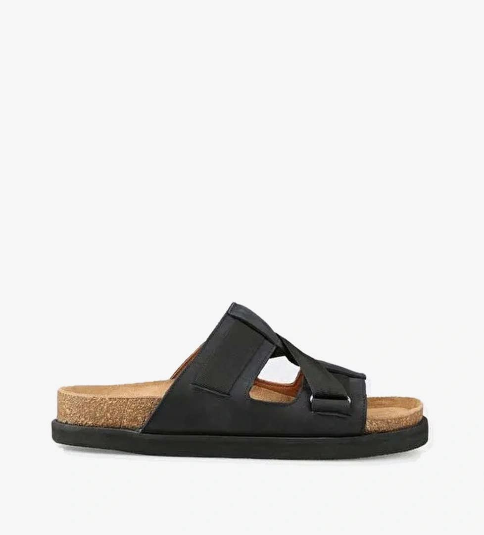 Siyah Deri Erkek Günlük Terlik - Görsel 1