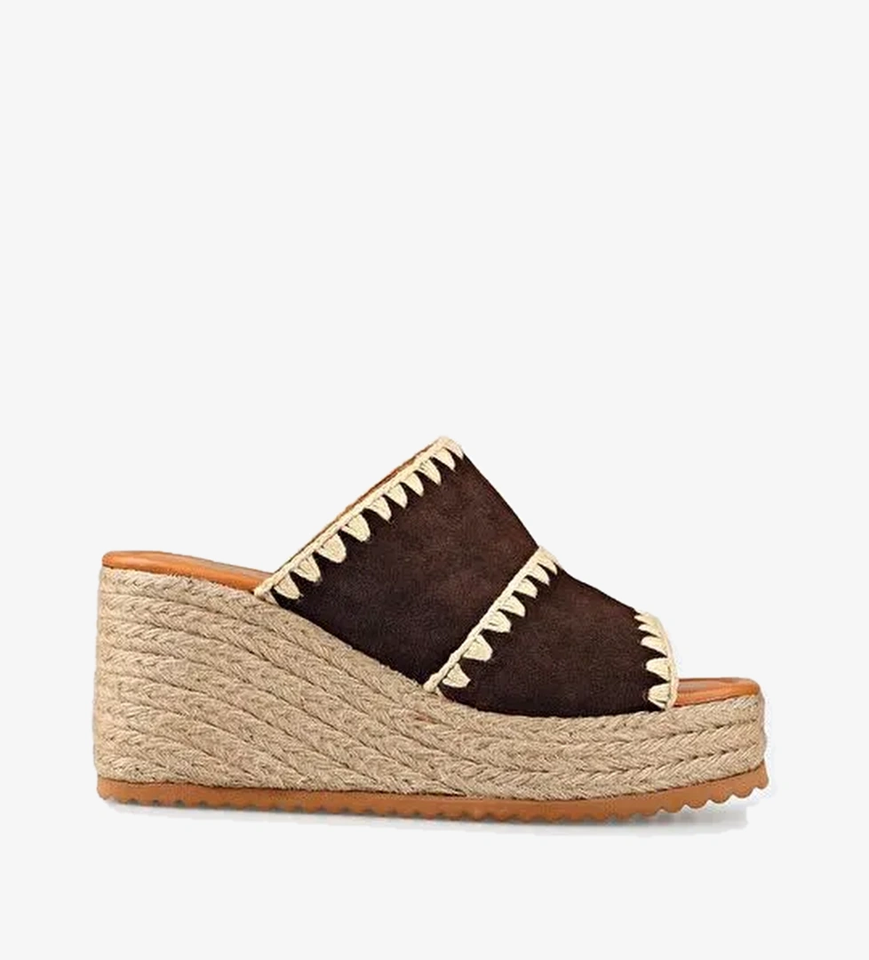 Kahve Deri Kadın Terlik - Görsel 1