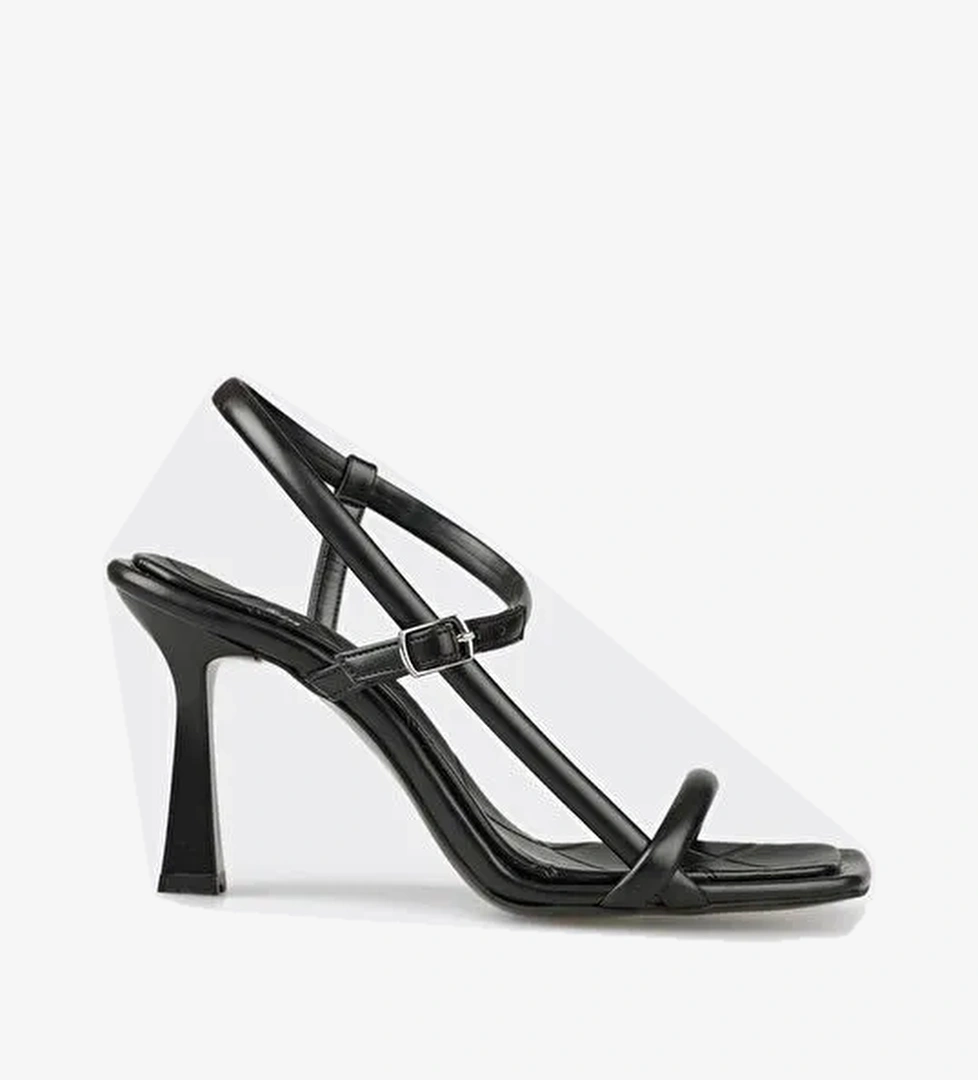 Siyah Kadın Topuklu Sandalet - Görsel 1