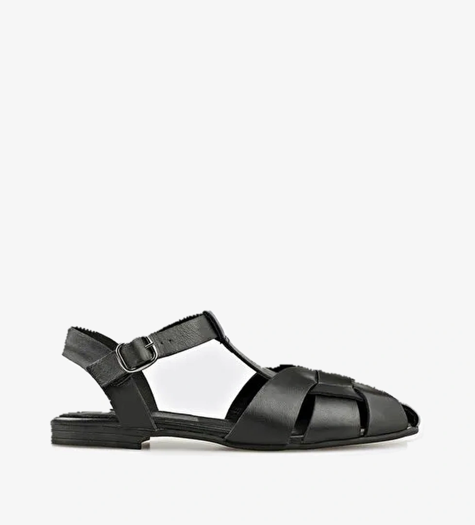 Siyah Deri Kadın Günlük Ayakkabı - Görsel 1