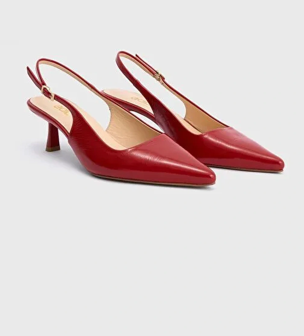 Deri Arkası Açık Topuklu Ayakkabı - Görsel 1