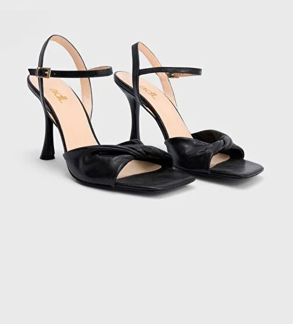 Deri Önü Açık Topuklu Ayakkabı - Görsel 1